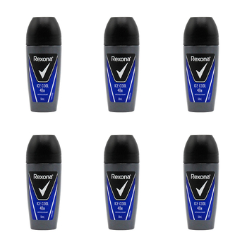 6PK Rexona 50ml Antiperspirant Mens Roll On 48h Deodorant Ice Cool