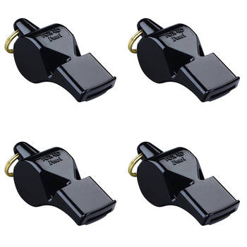 4PK Fox 40 Summit Pearl Whistle w/ Breakaway Lanyard Black