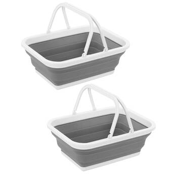 2PK Boxsweden Foldaway Carry Basket 10L W/handles 38x28.5x15.5cm White