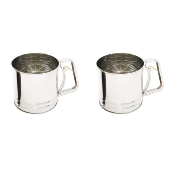 2x Cuisena Stainless Steel 5-Cup 1.25L Flour Sifter w/ Squeeze Handle - Silver