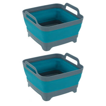 Boxsweden Foldaway 38cm Foldable 10L Carry Basket Food Storage w/ Handles Blue 