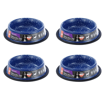 4x Paws & Claws Savoy 700ml/21cm Non-Slip Stainless Steel Pet Bowl - Blue
