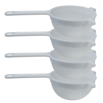 4x Cuisena 10cm Nylon Mesh Strainer w/ Long Handle - White