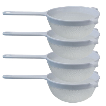 4x Cuisena 16cm Nylon Mesh Strainer w/ Long Handle - White