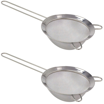 2x Cuisena Stainless Steel 18cm Strainer w/ Long Handle - Silver