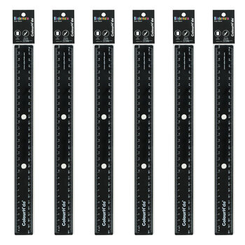 6pc Colourhide 30cm Bindermate Ruler For Ring Binder - Black