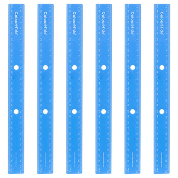 6pc Colourhide 30cm Bindermate Ruler For Ring Binder - Classic Blue