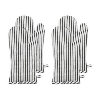 2PK J.Elliot Home Jules Striped Oven Mitt Kitchen Accessory 19x35x2cm Charcoal/White