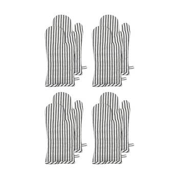 4PK J.Elliot Home Jules Striped Oven Mitt Kitchen Accessory 19x35x2cm Charcoal/White