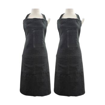 2PK J.Elliot Home Jules Cotton Linen Kitchen Apron 83x68x0.3cm Charcoal
