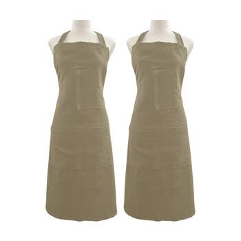 2PK J.Elliot Home Jules Cotton Linen Kitchen Apron 83x68x0.3cm Beige