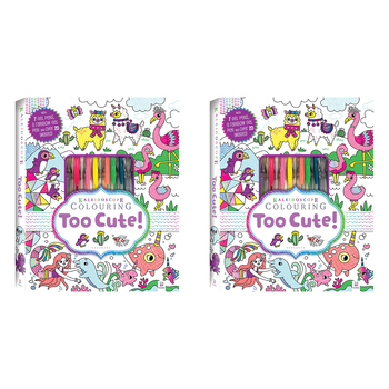 2x Kaleidoscope Colouring: Too Cute! Kit Colouring Activity Kit 