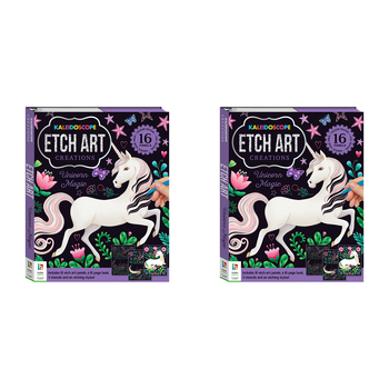 2PK Kaleidoscope Etch Art Creations Unicorn Magic Colour Book Kids 6-12y