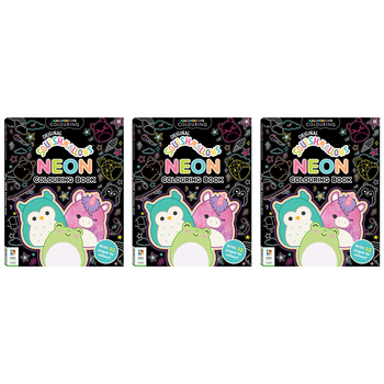 3x Kaleidoscope Squishmallows Neon Colouring Book 8y+