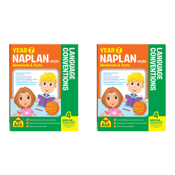 2x School Zone Year 7 Naplan*-style Language Conventions Workbook & Tests 12y+