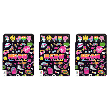 3x Kaleidoscope Neon Colour & Activity Set Kids Activity Book 3y+