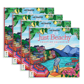 4x Art Maker Just Beachy Colouring Book Adult Activity Book 