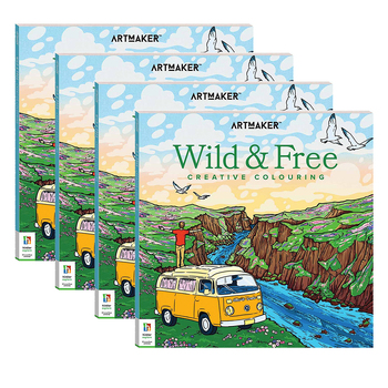 4x Art Maker Wild and Free Colouring Book Adult Activity Book 