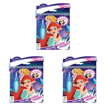 3PK Inkredibles Disney Princess Mess Free Water Wonder Activity Book 3y+