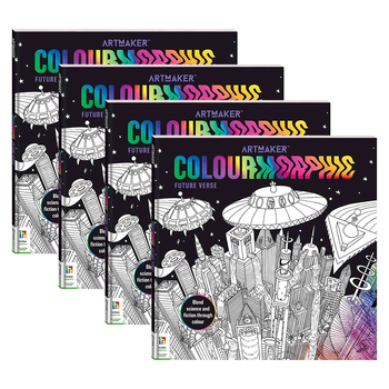 4x Art Maker Colourmorphic Colouring Book Future Verse Activity Book 