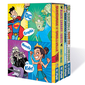 4pc DC Graphic Novels For Kids Box Paperback Book Set