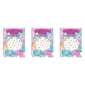 3PK Bookoli Puffy Sticker Windows Unicorns Kids/Children Press-out Activity