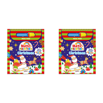 2PK Bookoli Magic Painting Mess Free Christmas Colour Book w/ Pen Kids