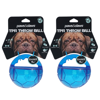 2PK Paws & Claws 10cm TPR Giggle Throw Ball Blue