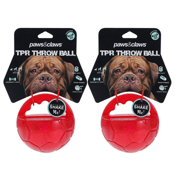 2PK Paws & Claws 10cm TPR Giggle Throw Ball Red