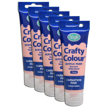 5x Crafty Colour Art/Craft 75ml Acrylic Paint Tube - Carnation Pink
