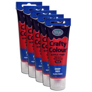 5x Crafty Colour Art/Craft 75ml Acrylic Paint Tube - Deep Red