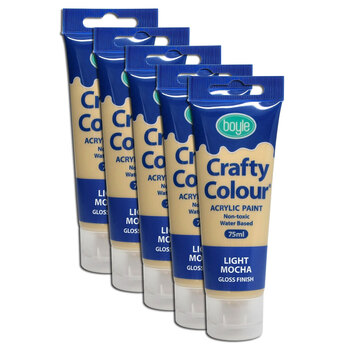 5x Crafty Colour Art/Craft 75ml Acrylic Paint Tube - Light Mocha