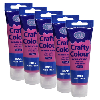 5x Crafty Colour Water-Based 75ml Acrylic Paint - Rose