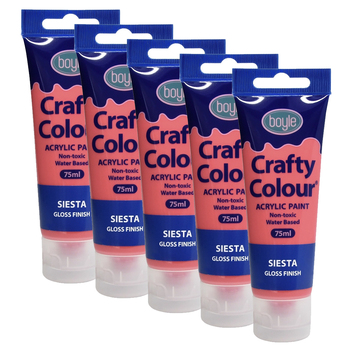 5x Crafty Colour Water-Based 75ml Acrylic Paint - Siesta