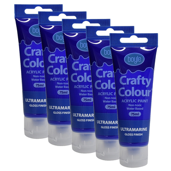 5x Crafty Colour Water-Based 75ml Acrylic Paint - Ultramarine