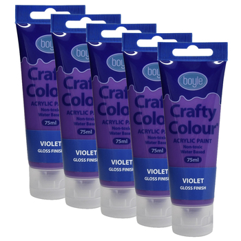 5x Crafty Colour Water-Based 75ml Acrylic Paint - Violet