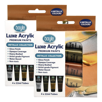 2x 4PK Luxe Acrylic 22ml Premium Paint Tube - Metallic
