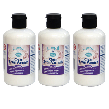 3x Boyle Leni 250ml Clear Waterproof Satin Varnish/Finish