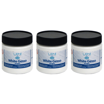 3x Boyle Leni Non-Toxic White Gesso 250ml Surface Primer