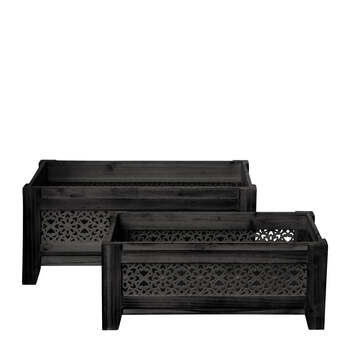 J. Elliot Sienna Set of 2 Planters 53x28x23cm & 45x24x18cm Black