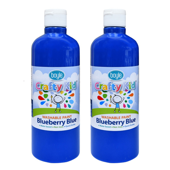 2x Boyle Crafty Kids 500ml Washable Paint - Blueberry Blue