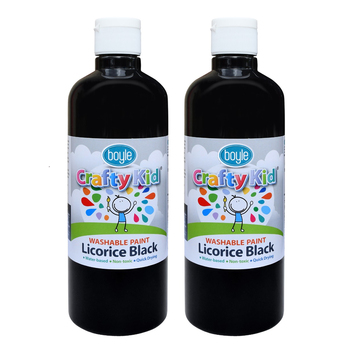 2x Boyle Crafty Kids 500ml Washable Paint - Licorice Black