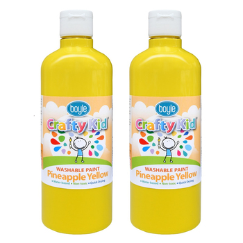 2x Boyle Crafty Kids 500ml Washable Paint - Pineapple Yellow