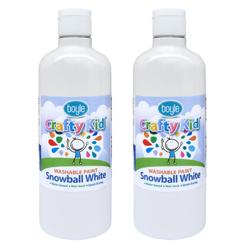 2x Boyle Crafty Kids 500ml Washable Paint - Snowball White