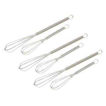 6x 2pc Cuisena Handheld Chrome Mini Whisk Set - Silver