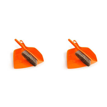 2PK AgBoss Domestic Use Plastic Dustpan And Brush 29x25x8cm Orange