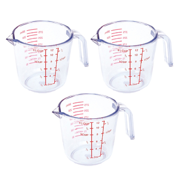 3x Cuisena 600ml Plastic Measuring Jug Baking/Kitchen - Clear