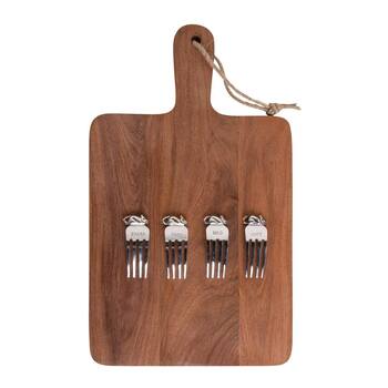 J. Elliot Rella Cheese Board & 4pc Marker Set 38x23x2cm Natural & Silver