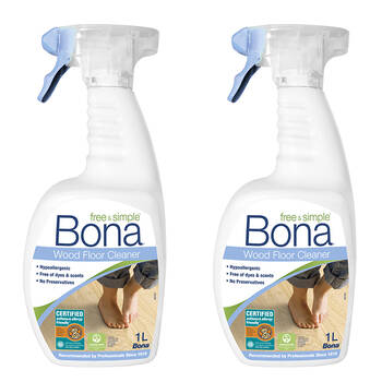 2x Bona 1L Hypoallergenic Wood Floor Cleaner Spray Bottle