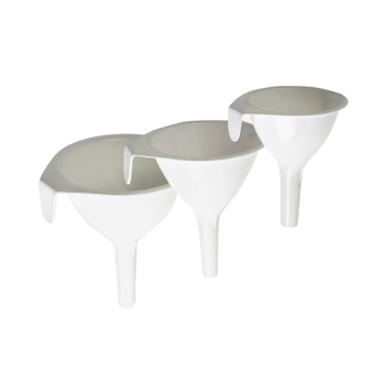 3pc Cuisena Kitchen Plastic Liquid Fluid Funnel Set - White